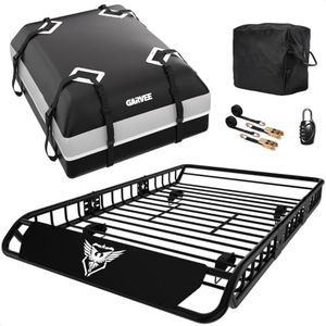 Garvee 64" x 39" Universal Roof Rack Basket, 200 Lbs Capacity Rooftop Cargo Carrier Basket with 21 Cubic Feet (51" x 10" x 18") Waterproof Luggage Bag, for Suvs, Trucks, Vehicles