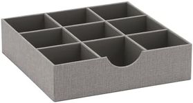 Household Essentials Grey 728-1 Deep 9 Section Drawer Organizer Box for Storage 12 in x 3.13