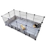 Guinea Pig C&C Grids Cage with Liner Bottom,48”L x 24”W x 16”H, 12 Panels,Metal Habitats with PVC Waterproof Base for Rabbits,Hedgehogs and Other Small Animals(Cage with Bottom 24" x 48")