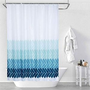 Shower Curtains for Bathroom Guest, Waterproof Washable Polyester Fabric Decor Set 12 Hooks Rings,72"x72", 100g/㎡ Polyester, Teal and White, 72'x72/Plastic Rings