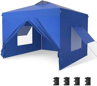 PHI VILLA Privacy 10’x10’Pop up Canopy Tent Enclosed Instant Gazebo Shelter Party Tent with Detachable & Interchangeable Sidewalls and Mesh Windows, Waterproof, Blue