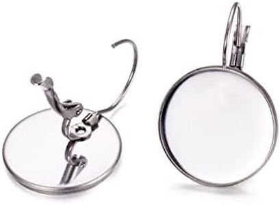 Craftdady 100Pcs Stainless Steel French Lever Back Earring Blanks 18mm Bezel Tray Stud Earring Cabochon Setting for Jewelry Making