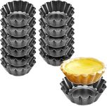 Glamifirsto-12PCS Mini Tart Pans for Baking, Non-Stick Carbon Steel Egg Tart Mold Multifunctiona Baking Molds for for Cupcakes Muffins Cookies Pies Tart Tins Pudding Tartlet Quiches