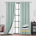 RYB HOME 4-in-1 Dust Filtering Soundproof Blackout Insulating Privacy Window Curtains for Nursery Bedroom Living Room Rivider Sound Absorption Sheet, Aqua, W52 x L95 inch, 2 Panels