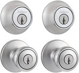 Kwikset 242 Tylo Entry Knob and Single Cylinder Deadbolt Project Pack in Satin Chrome