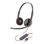 Plantronics Blackwire C3220 Stereo USB Wired Over Ear Headphones With Mic Black