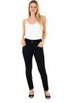 M17 Women's 5.06E+12 Women Ladies High Waisted Denim Jeans Double Button Casual Cotton Trousers Pants with Pockets 1, Black, 18 UK