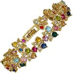 RIZILIA Tennis Bracelet [18cm/7inch] with Round Cut Gemstones CZ [Multi Coloured] in 18K Yellow Gold Plated, Simple Modern Elegance