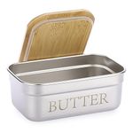 SUMNACON Stainless Steel Butter Holder Container with Lid, Countertop Butter Dish Keeper Holds 2 West Coast Butter, Household Kitchen Butter Keeper for Refrigerator, Dishwasher Safe (18*11.5*7.1cm)