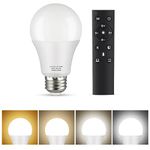 OUTON A19 9W LED Dimmable Light Bulb with Remote Control, 60Watt Equivalent, 810 LM, 3000K-6000K, E26 Base, Light Bulb with Timer for Floor Lamp, Pendant Lamp, Table Lamp