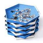 Becko Stackable Puzzle Sorting Trays Jigsaw Puzzle Sorters with Lid Puzzle Accessory for Puzzles Up to 1500 Pieces, 8 Hexagonal Trays (Blue&White)