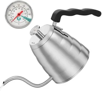 Coffee Gator Gooseneck Kettle with Thermometer, 40 oz Stainless Steel, Stove Top, Premium Pour Over Kettle for Tea and Coffee w/Precision Drip Spout, 5 Cup