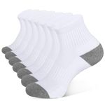 Closemate 7 Pairs Athletic Ankle Socks for Men Women Thick Cushioned Sole Running Quarter Socks(7 White, Size L)