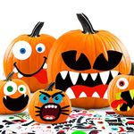 JYUYNY Halloween Pumpkin Stickers, 35 Funny and Classic Pumpkin Expressions Stickers for Pumpkins and Squashes, Make Your Own Jack-O-Lantern Face Decals for Halloween Party Decoration