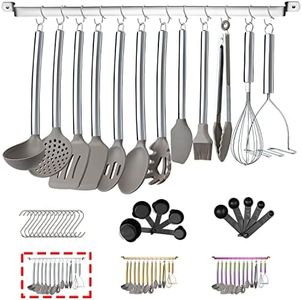 38 Pièces Ensemble d'ustensiles De Cuisine En Avec Support à Ustensiles, Tête En Silicone Et Poignée En Acier Inoxydable, De Cuisine Pour Ensembles d'usten, Gadgets De Cuisine Antiadhésifs (Aargent)
