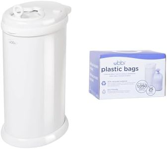 Ubbi Steel Odor Locking & Disposable Diaper Pail Plastic Bags, Single Pack, 25 Count, 13-Gallon Bags