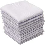 Perry Ellis 12 Pack Handkerchief (100% Cotton White with Satin Border, 16" x 16")