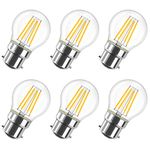 LVWIT B22 Golf Ball LED Filament Bulb,4W Min Bayonet Golf Ball Bulb 40W Incandescent Equivalent,470Lm,2700K Warm White B22 Golf Ball Bulb Led,220-240V,45 * 76MM,Not-Dimmable (6 PCS)