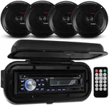 Pyle Wireless Bluetooth Marine Audio Stereo - Kit w/ Single DIN Universal Size Radio Receiver, Hands-Free Calling, 6.5" Waterproof Speakers, CD Player, MP3/USB/SD Readers & AM/FM Radio