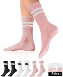 DIBAOLONG Pilates Socks with Grips for Women Non Slip Yoga socks for Barre Ballet Workout Grippy Hospital Socks 2 Pair