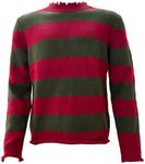 Men's Christmas Sweater Green and Red Striped Knitted Jumper Sweater Halloween Fancy Costume, Red&green, Medium