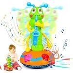 Dancing Singing Caterpillar Toy for Kids Toddler, Electric Saxophone Toy Twisting Dance Caterpillar with Light & Music, Activity Sensory Toys for Babies, Baby Boy Girl Gifts for 1 2 Year Olds Kids