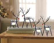 TIED RIBBONS Pack of 4 Diwali Reindeer Tealight Candle Holders with Glass Holders - Diwali Decorations Items for Home Office Table Decoration Indoor Outdoor (Iron) - Diwali Decor - Diwali Gifts