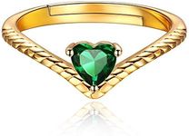 ChicSilver May Birthstone Promise Rings Dark Green Crystal Jewelry Love Heart 18K Gold Plated Sterling Silver Eternity Bands Engagement Rings for Her