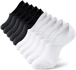 MONFOOT Men's/Women's 10 Pairs Invisible No Show Non slip Socks, White Black Small Multipack