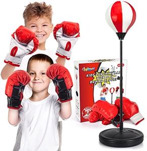 ShyLizard Punching Bag for Kids Included 2 Pack Boxing Gloves, Boxing Toys for Boys, Boxing Bag Sets with Height Adjustable Stand, Gifts for Boys & Girls Age 5,6,7,8,9,10 Years Old