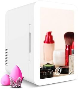 Cobuy Portable Personal Mini Fridge 5 Liter AC/DC Portable Beauty Fridge Thermoelectric Cooler and Warmer for Skincare, Bedroom and Travel, White w/Mirror Door, LED Design