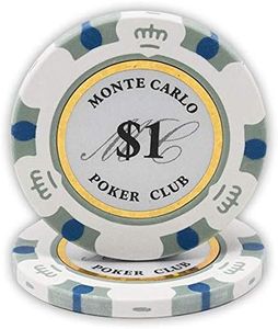 DA VINCI 14 Gram Clay Monte Carlo Poker Club Premium Quality Poker Chips Pack of 50 White Chips