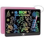 16 Inch LCD Writing Tablet, [Upgraded] Colorful Drawing Tablet Electronic Writing Board, Erasable Reusable Eye Protection Doodle Scribbler Pad, Educational Birthday for Kids - Pink