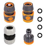 Onarway 4 Pack Plastic Garden Hose Fitting Set Pipe Tap Connector Kit, a 1/2" Hose End Adapter, a Water-stop Connector, a 1/2"&3/4" 2 in 1 Faucet Adapter, a Repair Connector, for PVC 1/2" DN15 Hose