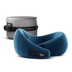 Frido Travel Neck Pillow | Premium Memory Foam Neck Pillow for Flight Travel, Car Sleeping | Adjustable Head Rest, Neck Rest Travelling Pillow for Head Support | Sapphire Blue Colour, Pack of 1