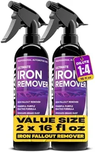 Iron Remover for Car Detailing – Iron Decon Spray, Pulls Out Brake Dust, Rust & Fallout - Contaminant Removal for Car Paint & Wheels, pH Neutral Formula - 16 fl. Oz. (2-Pack)