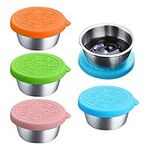 NINVVS 4-piece Dipping Container, Stainless Steel Dipping Container, Sealed Salad Dressing Tomato Sauce Container, Leak-proof Seasoning Container With Silicone Lid, Snack Box Food Container.