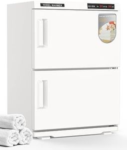 YOPOWER Double Hot Towel Warmer, 32L Towel Warmer Cabinet, Rust Resistant Towel Heater with Stainless Steel Racks, White