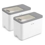 Rioware Rice Storage Container– 5Kg+5Kg (Set of 2) Kitchen Dispenser Set Containers | Airtight Moisture Proof Plastic Grain Dispensers | Rotating Daal Store Box For Pulses Dal, Cereals- Greyish White