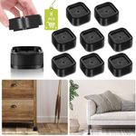 8 Pack Furniture Risers 1 or 2 Inch, Adjustable Bed Risers Heavy Duty For Table Desk Couch Chair Sofa Cabinet Bed Legs Dorm, Square Stackable Bed Raisers Blocks Lift Height 1", 2" or 3", Black