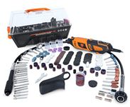 Wen 23190 1.3-Amp Variable Speed Steady-Grip Rotary Tool with 190-Piece Accessory Kit, Flex Shaft, and Carrying Case