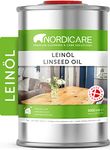 Nordicare Linseed Oil for Wood - 100% Pure & Natural Linseed Oil for Entire Indoor Area - Food-Safe Raw Linseed Oil for Wood Furniture - Underlines the Original Wood Structure (1000ml)