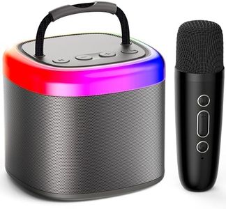 JYX Mini Karaoke Machine, Portable Bluetooth Karaoke Speaker with Wireless Microphone and Party Lights for Kids and Adults, Birthday Gifts for Girls Boys Family Home Party (1 Mic)