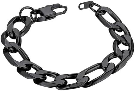 Black Bracelet for Men and Women 13mm 8.3/'' Wrist Chain Figaro Bracelets'' }