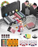 Proshine Casino Set Blackjack Game Combo Set: Card Shuffler, 300pcs Poker Chips, Casino Felt, Card Shoe, Chip Rake, Discard Tray, Playing Cards*8, Bell, Dice, Cut Cards, Casino Buttons