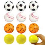 DRHYO 12pcs Foam Balls, Soft Sponge Mini Bounce Tennis Football Basketball Balls, Indoor Sports for kids And Adults 60 mm Balls