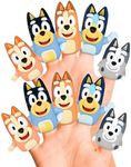 Bluey Bath Finger Puppets, 10 Pc - Party Favors, Educational, Bath Toys, Story Time, Beach Toys, Playtime, Stocking Stuffer