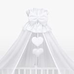 Luxury Baby Cot Bed Crown Canopy/Mosquito Net 485 cm + Clamp Holder/Rod/Stand (Hearts White)