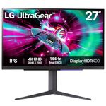 LG UltraGear 4K Gaming Monitor 27GR93U, 27 inch, 4K, 144Hz, 1ms GtG, IPS Display, HDR 10, NVIDIA G-Sync compatible & AMD FreeSync, Smart Energy Saving, Displayport, HDMI