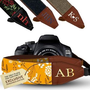 Art Tribute Camera Strap Personalized With Name - Shoulder, Crossbody & Neck Camera Strap for Photographers, Fits All Cameras, Canon Nikon Sony Fujifilm, Padded Strap W/Quick Release & Leather Ends